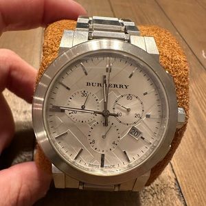 Burberry Silver Dial Chronograph Stainless Steel Men's Watch BU9350